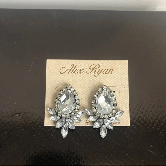 Alex Ryan Glamorous Silver Earrings | Drop Earrings | Bling | Faux Diamonds - Picture 5 of 7